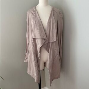 Matteson Draped Open Front Jacket Taupe Sz S
